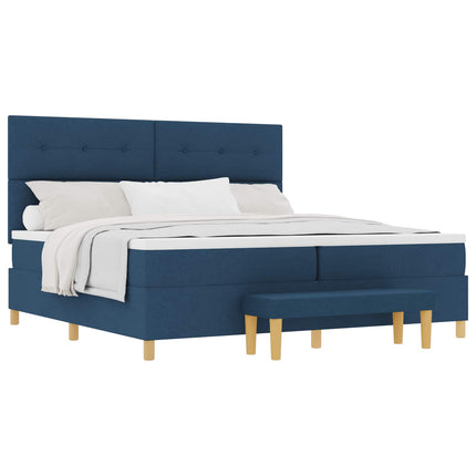 Box spring seng med hovedgærde Blå 200 x 200 cm Stof