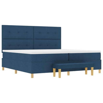 Box spring seng med hovedgærde Blå 200 x 200 cm Stof