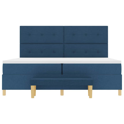 Box spring seng med hovedgærde Blå 200 x 200 cm Stof