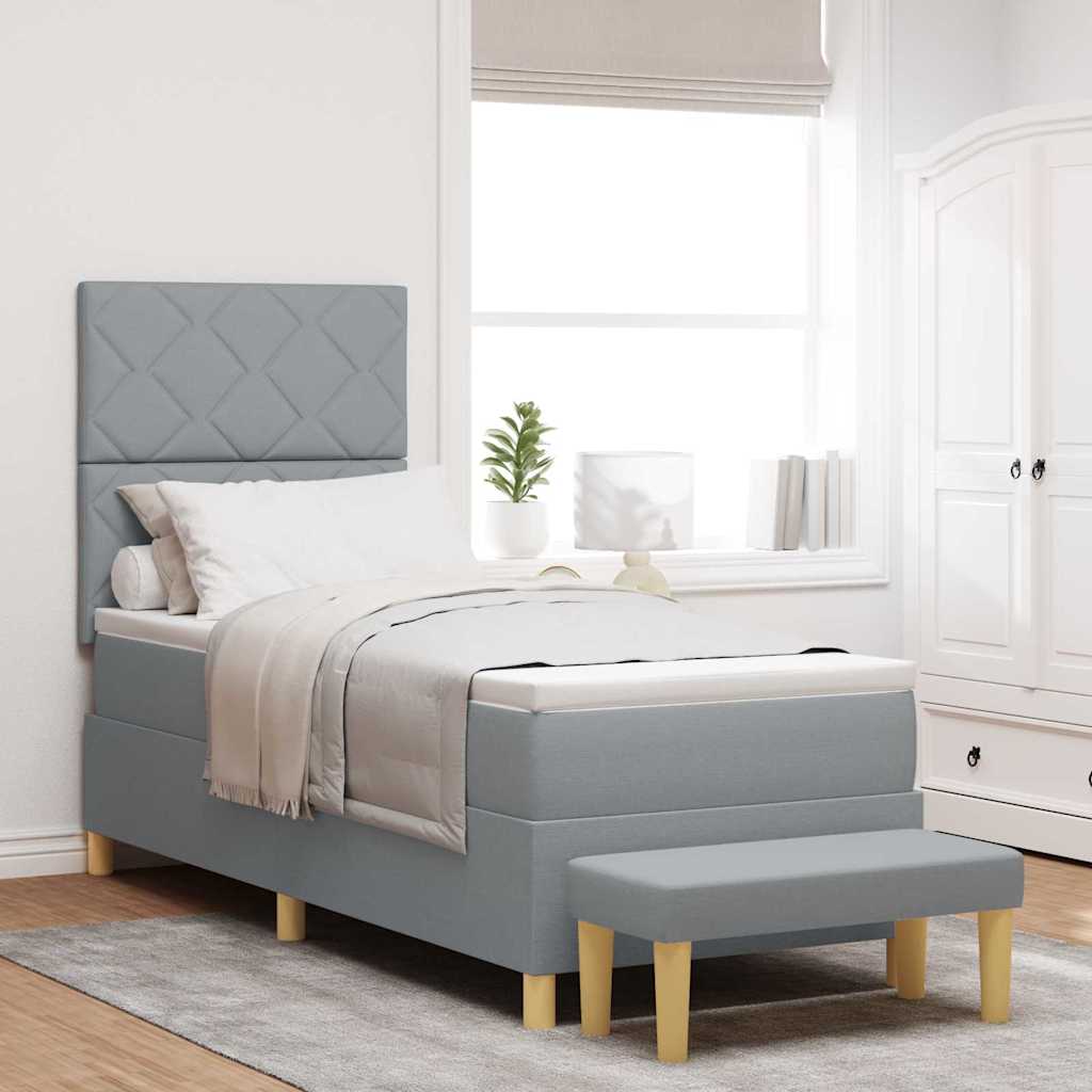 Box spring seng med hovedgrde Lysegr 200 x 80 cm Stof