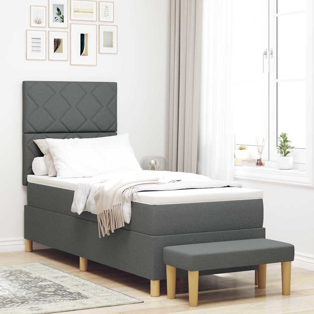 Box spring seng med hovedgrde Mrkegr 200 x 80 cm Stof