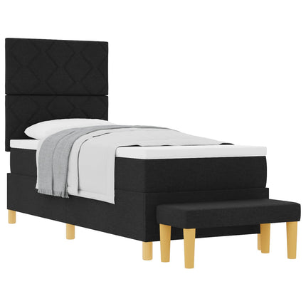 Box spring seng med pude med hovedgærde Sort 200 x 80 cm Stof