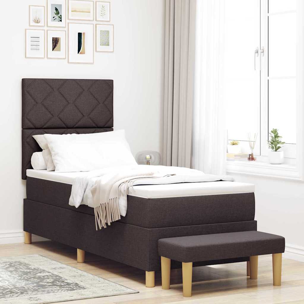 Box spring seng med hovedgrde Mrkebrun 200 x 80 cm Stof
