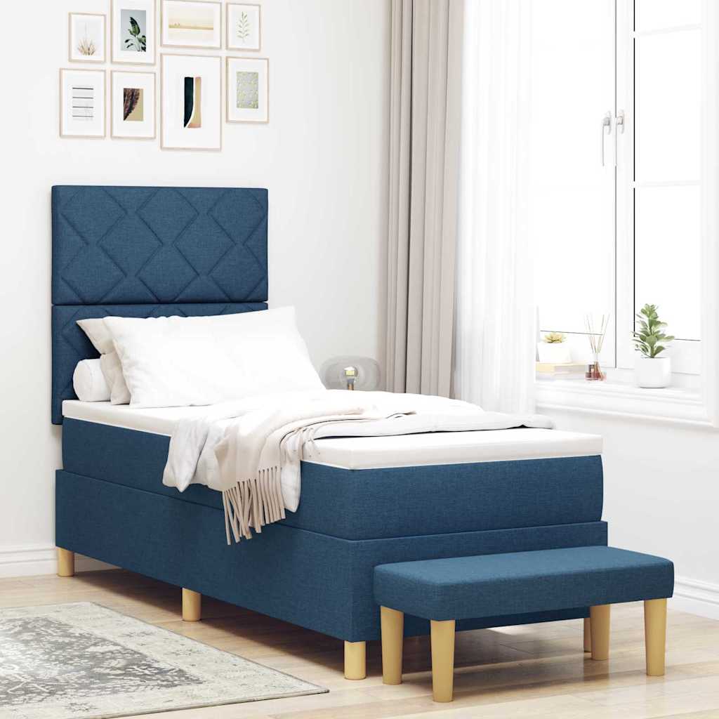 Box spring seng med hovedgrde Bl 200 x 80 cm Stof