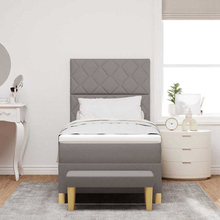 Box spring seng med hovedgærde Gråbrun 90 x 200 cm Stof