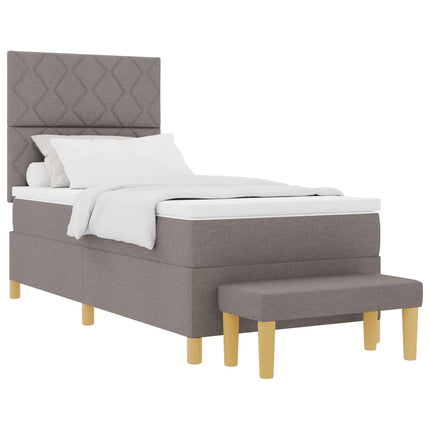Box spring seng med hovedgærde Gråbrun 90 x 200 cm Stof