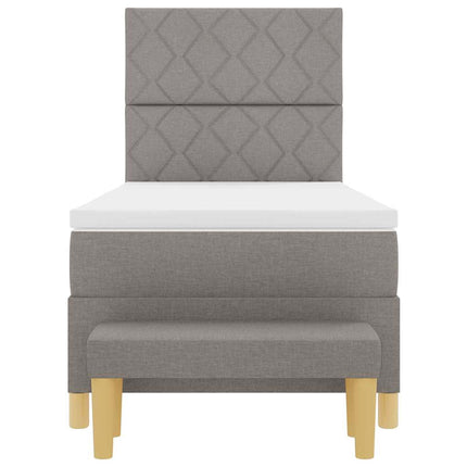 Box spring seng med hovedgærde Gråbrun 90 x 200 cm Stof