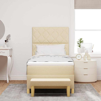 Box spring seng med hovedgærde Creme 200 x 90 cm Stof