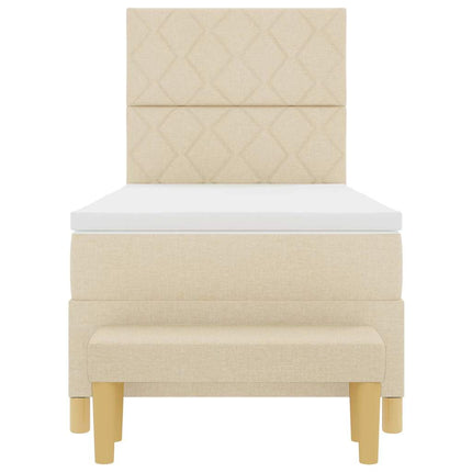 Box spring seng med hovedgærde Creme 200 x 90 cm Stof