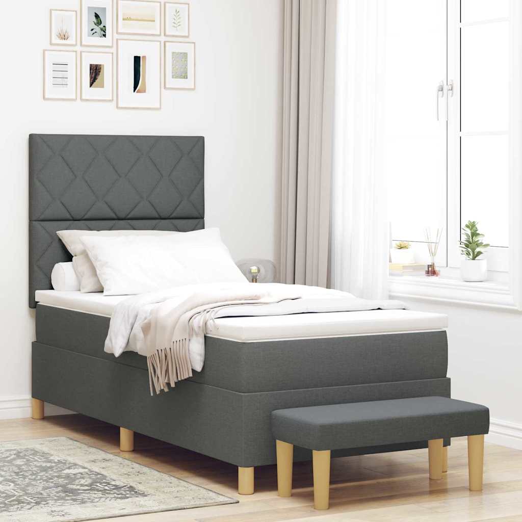 Box spring seng med pude Mrkegr 200 x 100 cm Stof