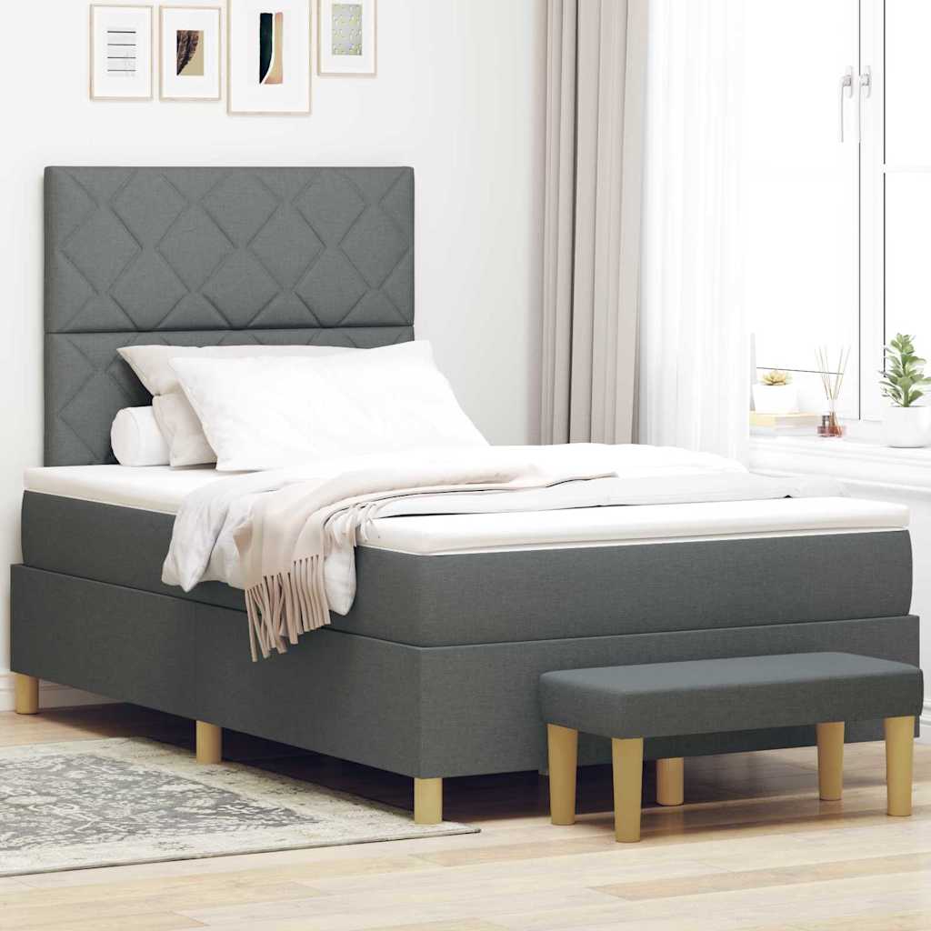 Box spring seng med hovedgrde Mrkegr 190 x 120 cm Stof