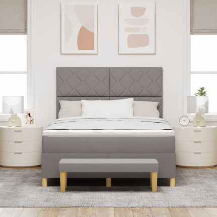 Box spring seng med pude Gråbrun 140 x 190 cm Stof