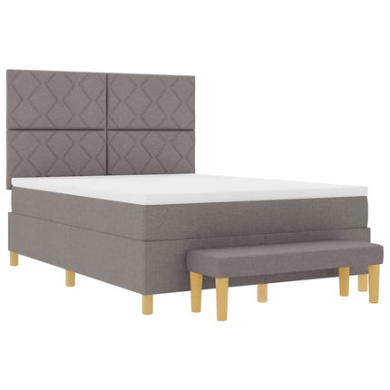 Box spring seng med pude Gråbrun 140 x 190 cm Stof