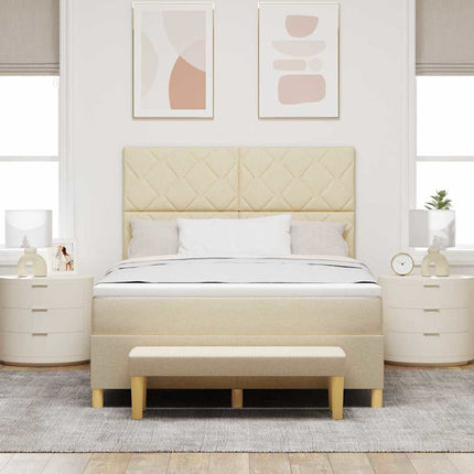 Box spring seng med hovedgærde Creme 190 x 140 cm Stof