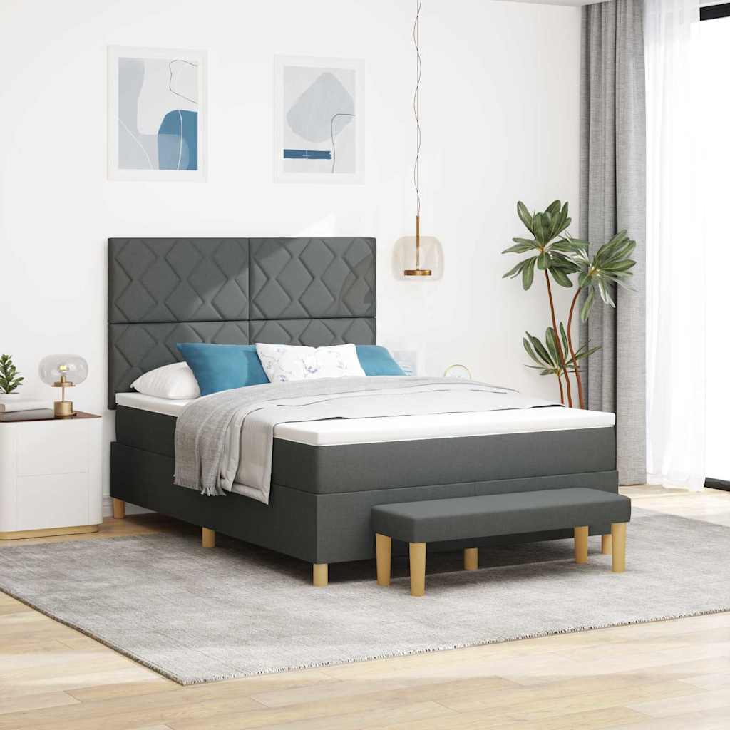 Box spring seng med hovedgrde Mrkegr 200 x 140 cm Stof