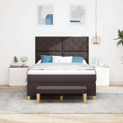 Box spring seng med hovedgærde Mørkebrun 200 x 140 cm Stof