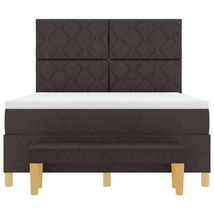 Box spring seng med hovedgærde Mørkebrun 200 x 140 cm Stof