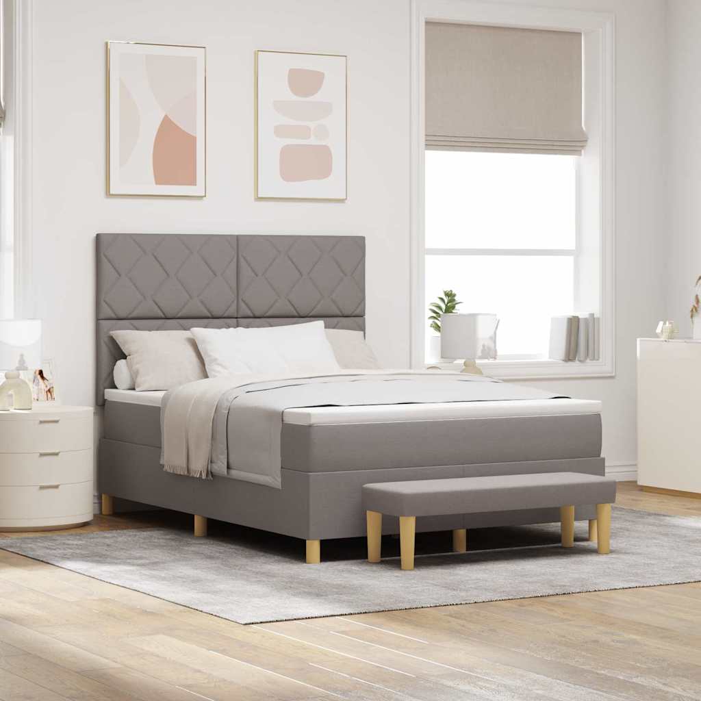 Box spring seng med pude Grbrun 200 x 140 cm Stof