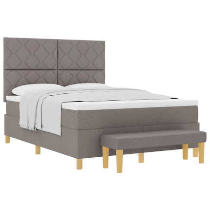 Box spring seng med pude Gråbrun 200 x 140 cm Stof