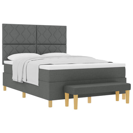 Box spring seng med pude Mørkegrå 200 x 160 cm Stof