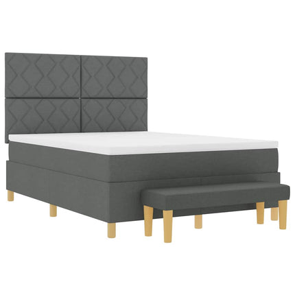 Box spring seng med pude Mørkegrå 200 x 160 cm Stof