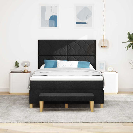 Box spring seng med pude med hovedgærde Sort 200 x 160 cm Stof