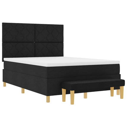 Box spring seng med pude med hovedgærde Sort 200 x 160 cm Stof