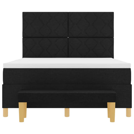 Box spring seng med pude med hovedgærde Sort 200 x 160 cm Stof