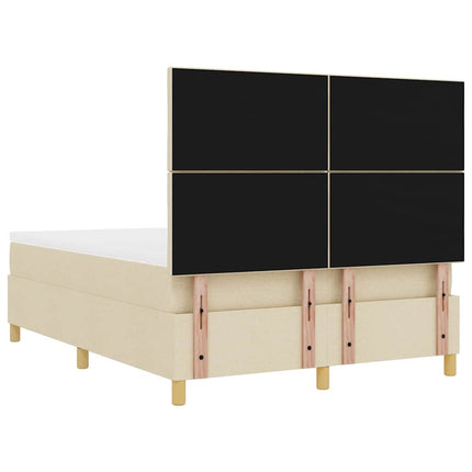 Box spring seng med pude med hovedgærde Creme 200 x 160 cm Stof