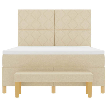 Box spring seng med pude med hovedgærde Creme 200 x 160 cm Stof