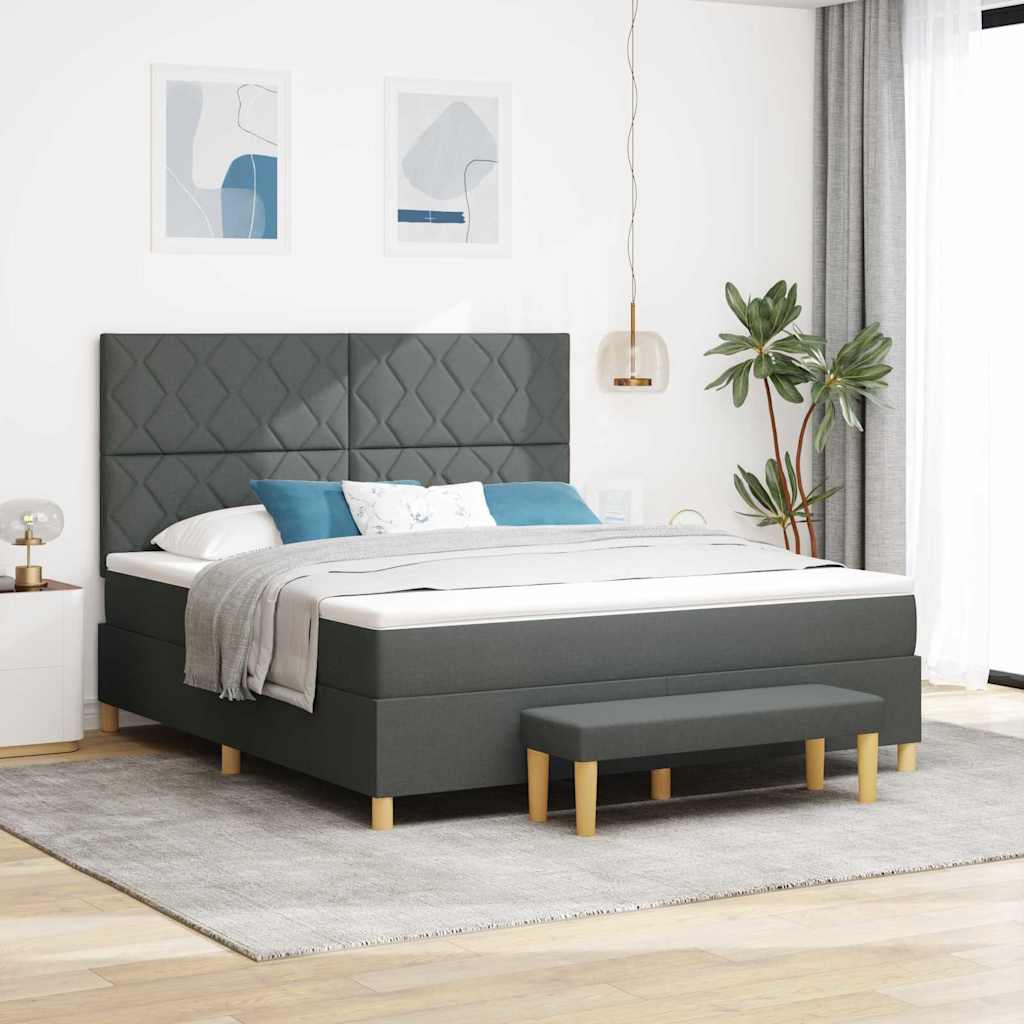 Box spring seng med pude Mrkegr 200 x 180 cm Stof