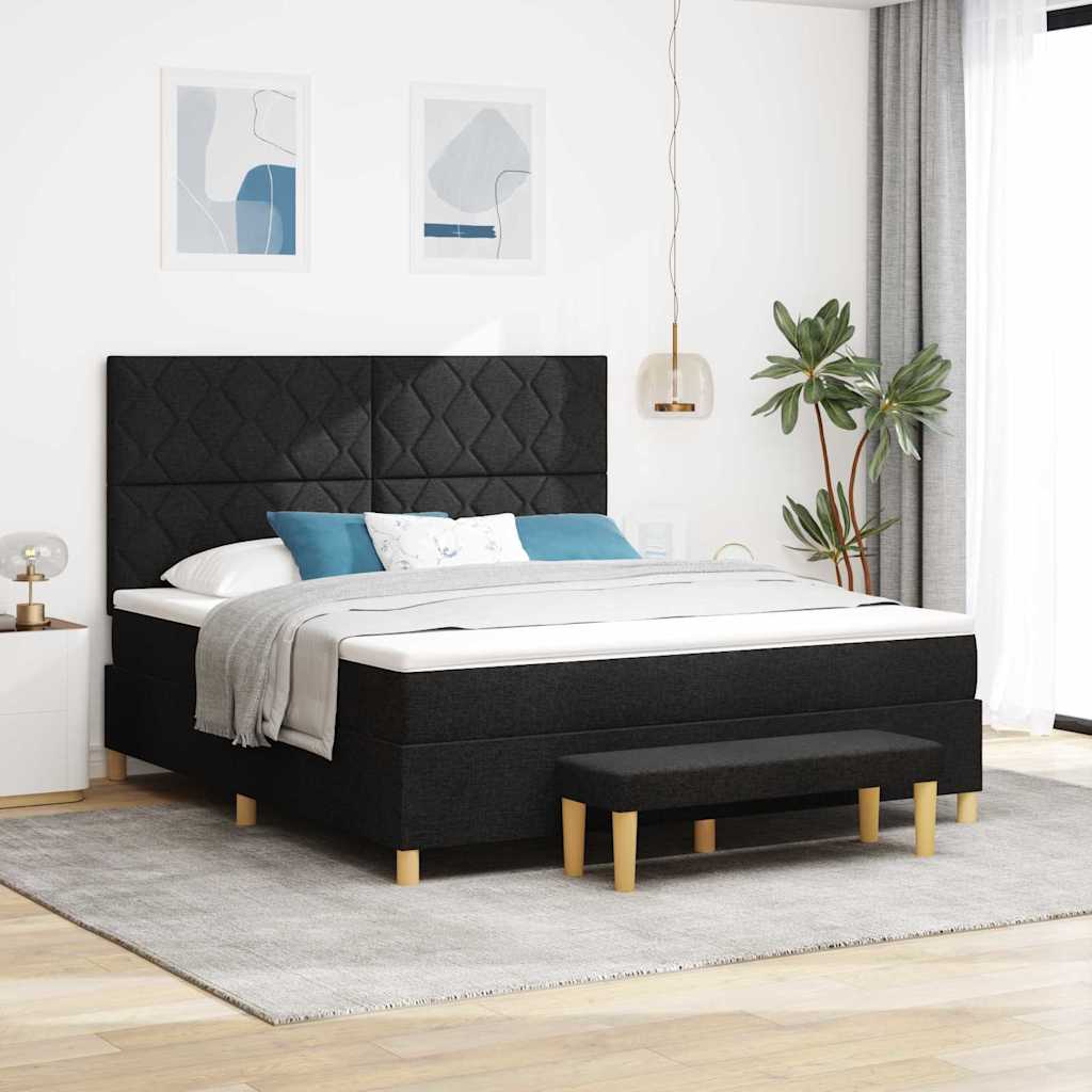 vidaXL Box spring seng med hovedgærde Sort 200 x 180 cm Stof