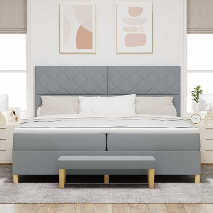 Box spring seng med pude Lysegrå 200 x 200 cm Stof