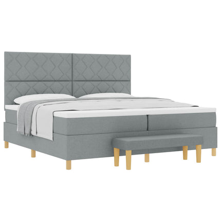 Box spring seng med pude Lysegrå 200 x 200 cm Stof