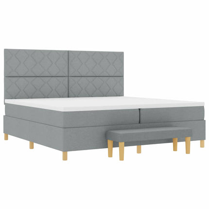 Box spring seng med pude Lysegrå 200 x 200 cm Stof