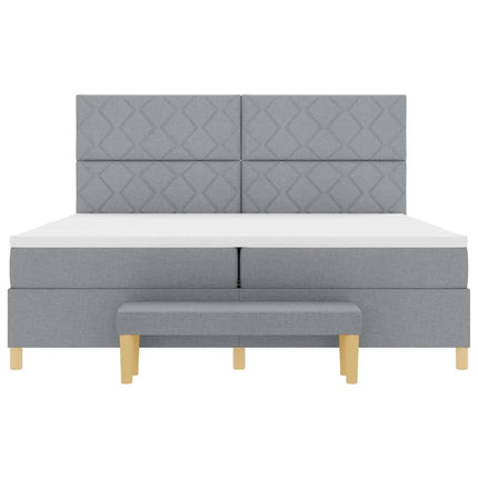 Box spring seng med pude Lysegrå 200 x 200 cm Stof