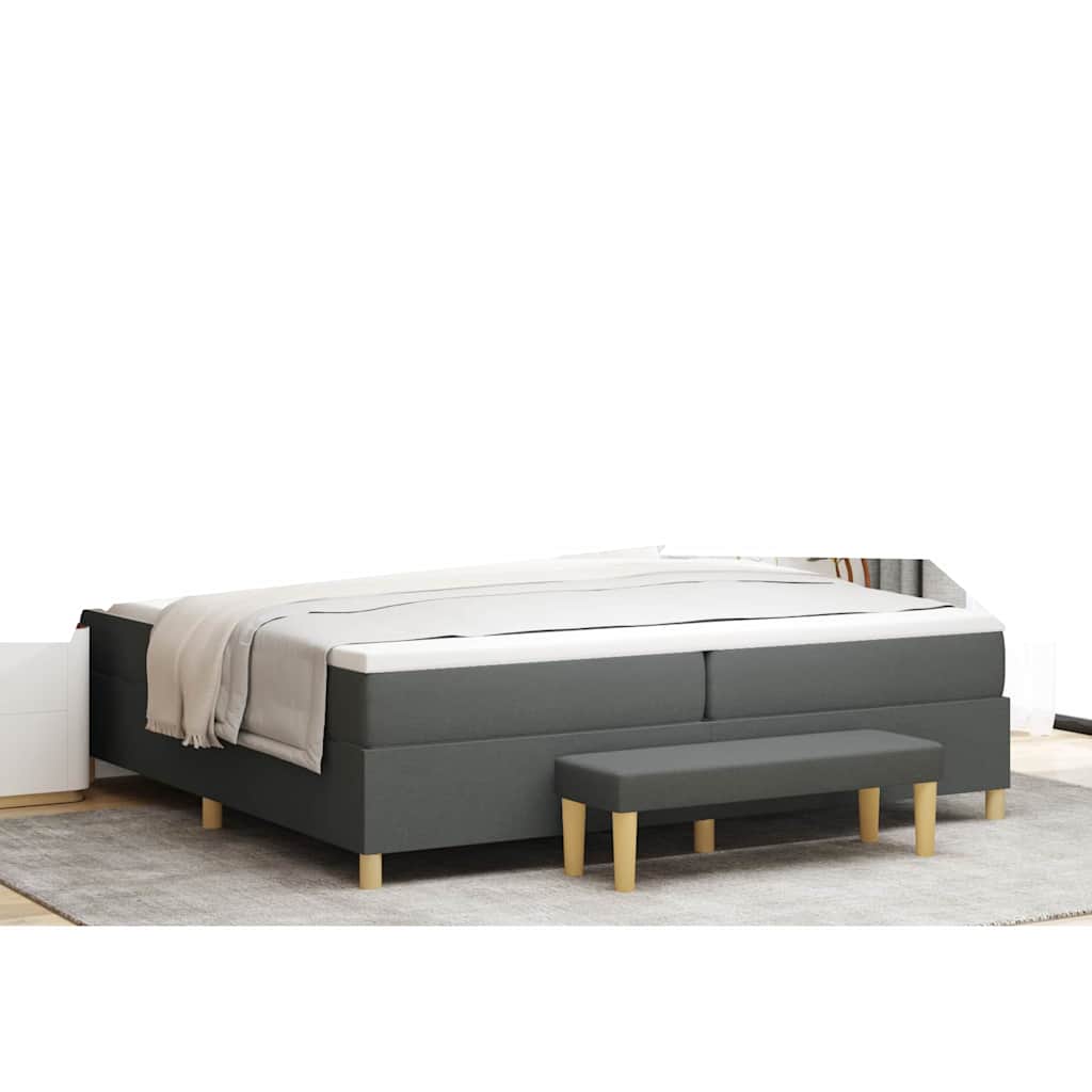 Box spring seng med hovedgrde Mrkegr 200 x 200 cm Stof