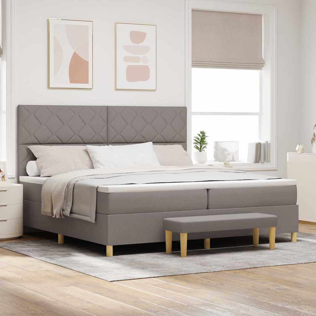 Box spring seng med pude Grbrun 200 x 200 cm Stof
