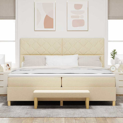 Box spring seng med hovedgærde Creme 200 x 200 cm Stof