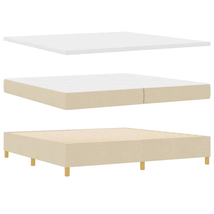 Box spring seng med hovedgærde Creme 200 x 200 cm Stof
