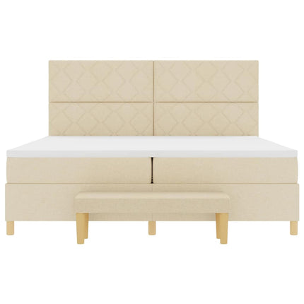 Box spring seng med hovedgærde Creme 200 x 200 cm Stof