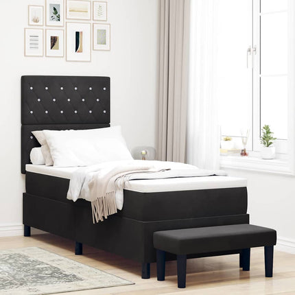 Box spring seng med hovedgærde Sort 200 x 80 cm Fløjl