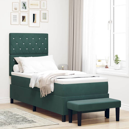 Box spring seng med pude Mørkegrøn 200 x 80 cm Fløjl