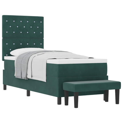 Box spring seng med pude Mørkegrøn 200 x 80 cm Fløjl