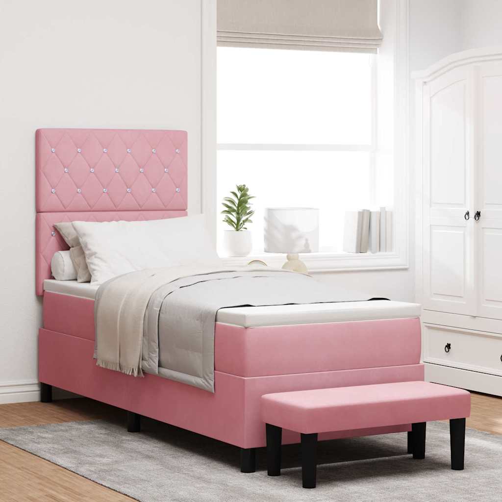 Box spring seng med hovedgrde Lyserd 200 x 80 cm Fljl