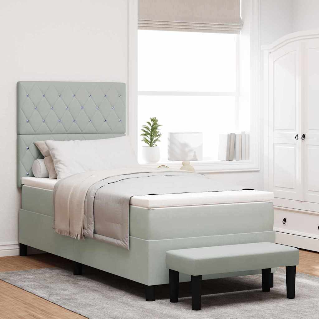 Box spring seng med hovedgrde Lysegr 190 x 90 cm Fljl