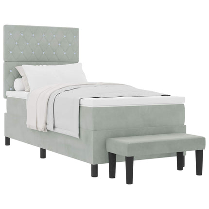 Box spring seng med hovedgærde Lysegrå 190 x 90 cm Fløjl