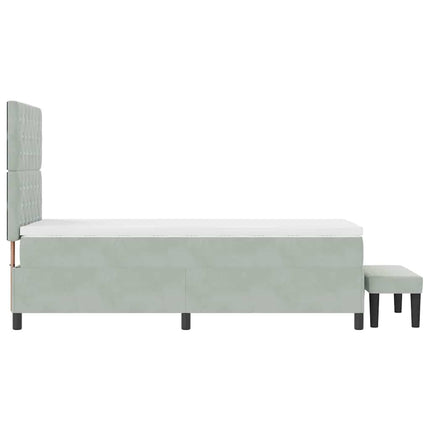 Box spring seng med hovedgærde Lysegrå 190 x 90 cm Fløjl