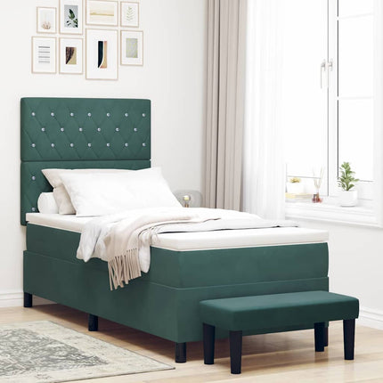 Box spring seng med hovedgærde Mørkegrøn 190 x 90 cm Fløjl