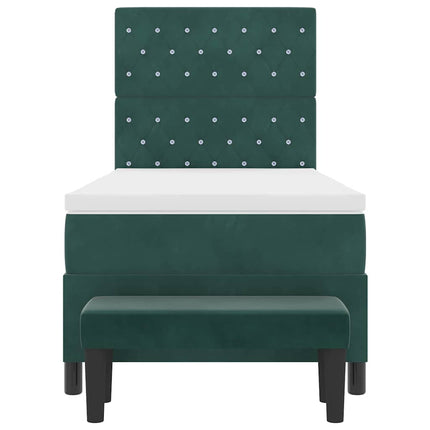 Box spring seng med hovedgærde Mørkegrøn 190 x 90 cm Fløjl